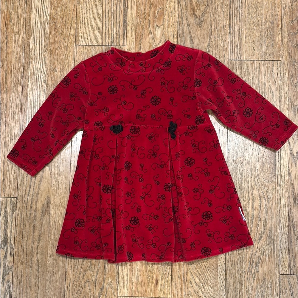 Red Floral Long Sleeve Dress